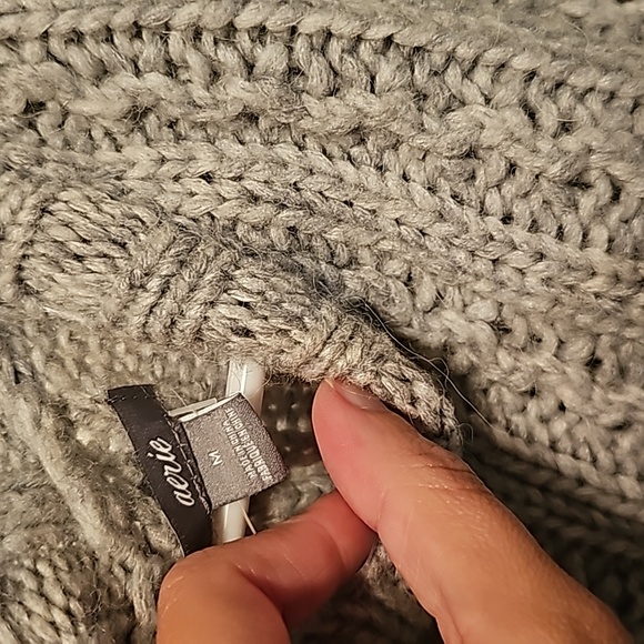 Aerie Gray Knit Sweater with Bow Tie Back - Picture 2 of 3